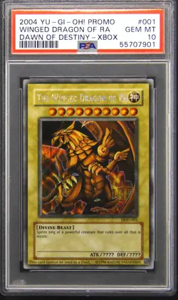 2004 YU-GI-OH! PROMO DAWN OF DESTINY-XBOX #001 THE WINGED DRAGON OF RA PSA 10 - Image 1