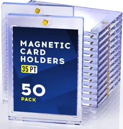 50ct Magnetic Card Holder, 35pt One Touch U-V 50 PACK, White - Image 1