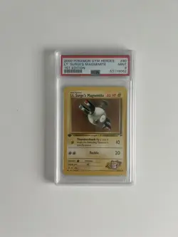 PSA 9 GEM MINT Lt Surge's Magnemite 1ST EDITION Gym Heroes Pokemon Card - Image 1