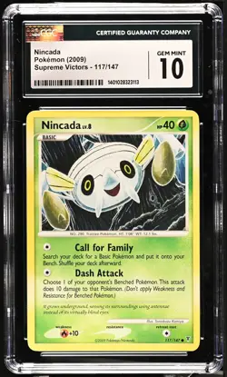 (TOP POP 2) CGC 10 GEM MINT Nincada 117/147 Supreme Victors Pokemon 2009 Card - Image 1