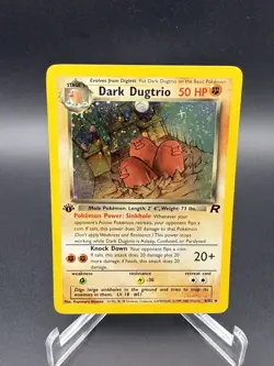 DARK DUGTRIO Pokemon Card - WOTC - 1st Edition - Team Rocket - 6/82 - Swirl - Image 1