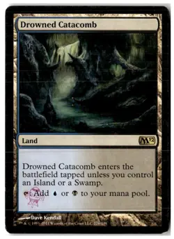 MTG Drowned Catacomb - Magic 2012 (M12) Heavily Played Ink Stained English - Image 1