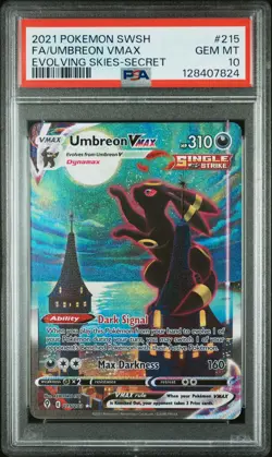 2021 POKEMON SWORD & SHIELD EVOLVING SKIES SECRET FULL ART/UMBREON VMAX PSA 10 - Image 1
