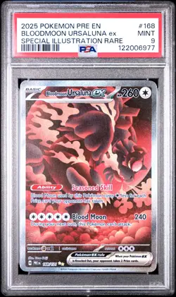 2025 Pokemon Prismatic Evolutions 168 Bloodmoon Ursaluna Ex Illustration PSA 9 - Image 1