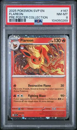 2025 Pokemon Sv Black Star Promo #167 Flareon Pre Poster Collection PSA 8 - Image 1