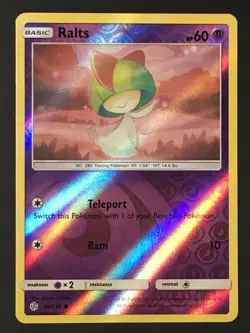 Pokemon TCG Ralts 80/236 SM Cosmic Eclipse Reverse Holo Common LP - Image 1