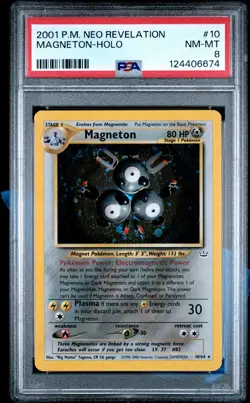 2001 POKEMON NEO REVELATION #10 MAGNETON-HOLO PSA 8 - Image 1