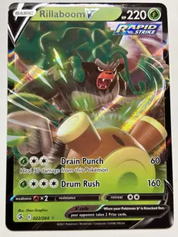 Rillaboom V 022/264 Ultra Rare Holo - 2021 Pokemon Fusion Strike NM - Image 1
