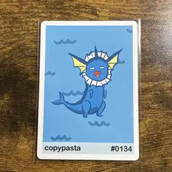 Near Mint Pookiemoot Copypasta Vaporeon #0134 Derp Pokemon Fan Art Card - Image 1