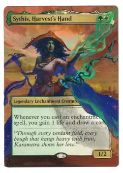 Sythis Harvests Hand Altered Full Art MTG Magic Borderless Enchantment God - Image 1