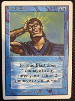English - MTG Psionic Blast - MP With Surface Scratch - Unlimited Edition - Image 1