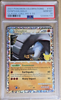 PSA 10 Gem Mint 2021 Pokemon ~ Donphan ~ Celebrations Classic Coll - Holo #107 - Image 1
