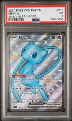 2024 POKEMON PAF EN-PALDEAN FATES SHINY ULTRA RARE #216 MEW EX PSA 7 - Image 1
