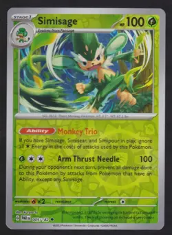 Simisage Reverse Holo SV04: Paradox Rift 005/182 Pokemon Trading Card TCG - Image 1