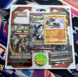 Pokemon TCG Sun & Moon Crimson Invasion French Three-Booster Blister 820650802515 - Image 1