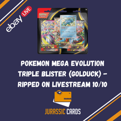 Pokemon TCG - Mega Evolution Triple Blister Pack - Golduck *ebay live* - Image 1