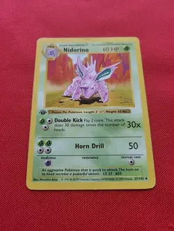 Pokemon: Nidorino 1st Edition Shadowless #37/102 Base Set 1999 WOTC - HP - F18 - Image 3