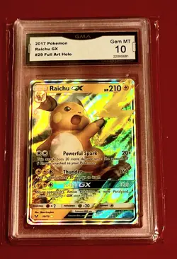 2017 Pokemon Sun & Moon Shining Legends Raichu GX 29/73 GMA 10 Gem Mint - Image 1