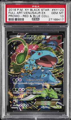 2016 POKEMON XY BLACK STAR PROMO RED & BLUE COLL FULL ART/VENUSAUR EX PSA 10 - Image 1