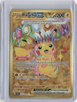 2024 SURGING SPARKS PIKACHU EX FULL ART GOLD HYPER RARE #247 EN SSP - Image 1