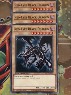 3 x YuGiOh Red-Eyes Black Dragon SBC1-ENF01 1st Ed Common Speed Duel Mint - Image 1