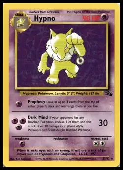 Vintage Hypno 23/62 Fossil Non Holo Pokemon Card WOTC | NM - Image 1