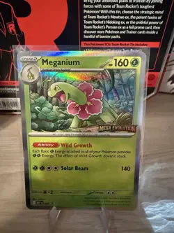 Pokemon Meganium Holo Rare Card 160 HP Wild Growth Solar Beam 001 Promo - Image 1