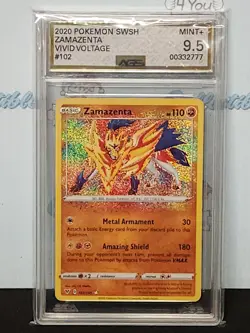 Pokemon 2020 Swsh Vivid Voltage AGS Mint 9.5 Zamazenta #102 Holo Trading Card - Image 2