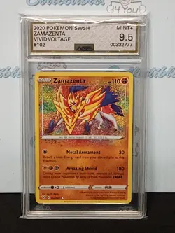 Pokemon 2020 Swsh Vivid Voltage AGS Mint 9.5 Zamazenta #102 Holo Trading Card - Image 3