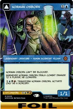 1x - Norman Osborn - FOIL BORDERLESS #220 - Marvel's Spider-Man - NM MTG - Image 1