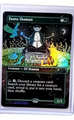 MTG Magic the Gathering Secret Lair Showdown Borderless Promo Foil Fauna Shaman - Image 1