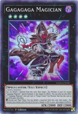 Yugioh! MP Gagagaga Magician - LED6-EN034 - Super Rare - 1st Edition Moderately - Image 1