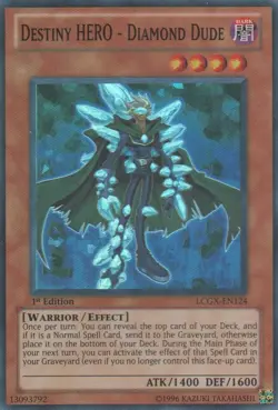 Yugioh! MP Destiny HERO - Diamond Dude - LCGX-EN124 - Super Rare - 1st Edition M - Image 1