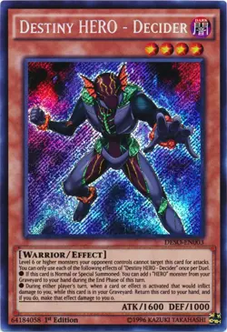 Yugioh! MP Destiny HERO - Decider - DESO-EN003 - Secret Rare - 1st Edition Moder - Image 1