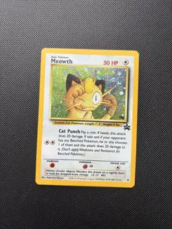 Pokemon Card Black Star Promo Meowth 10 Holo WOTC - Image 1