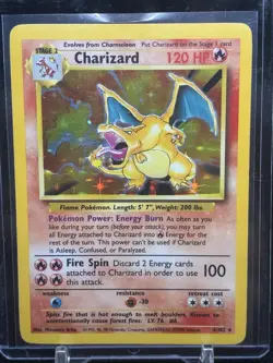 Pokemon TCG Charizard Base Set Holo Unlimited Rare Card 4/130 LP-NM Condition - Image 2