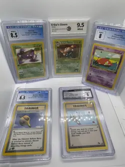 5 Vintage 1999 & 2000 Mixed Pokemon Card Lot Team Rocket CGC & More Graded Lot - Image 1
