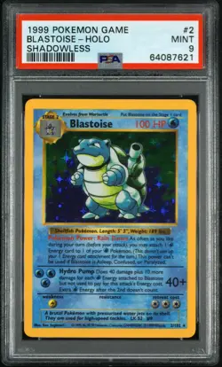 1999 POKEMON BASE SET SHADOWLESS #2 BLASTOISE-HOLO PSA 9 - Image 1