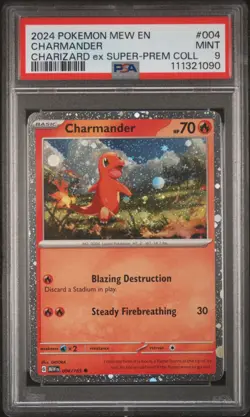 2024 POKEMON MEW EN-151 CHARIZARD EX SUPER-PREM COLL #004 CHARMANDER PSA 9 - Image 1