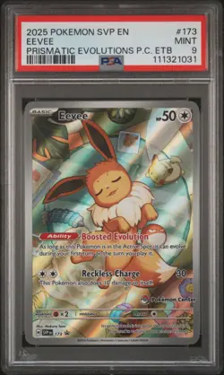 2025 POKEMON SVP EN-SV POKEMON CENTER ETB BLACK STAR PROMO #173 EEVEE PSA 9 - Image 1