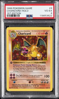 1999 POKEMON BASE SET 1ST EDITION #4 CHARIZARD-HOLO PSA 4 - Image 1