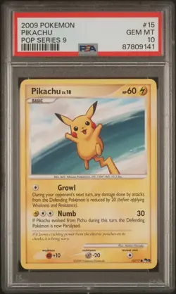2009 POKEMON POP SER 9 #15 PIKACHU PSA 10 - Image 1