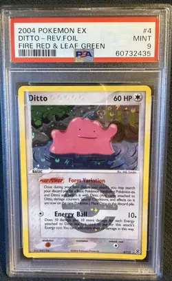 PSA 9 MINT Ditto 2004 EX Fire Red Leaf Green 4/112 Reverse HOLO Pokemon Card - Image 1