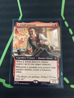 MTG Magic The Gathering J. Jonah Jameson SPM Rare Ext Art Red Spider-Man - Image 1