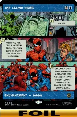 1x - The Clone Saga - FOIL BORDERLESS #219 Saga - Marvel's Spider-Man - NM MTG - Image 1