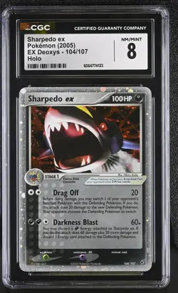 CGC 8 Sharpedo ex 2005 EX Deoxys 104/107 Holo Pokemon Card - Image 1