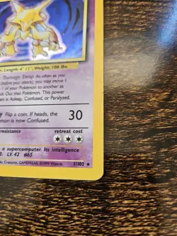 Pokemon TCG Alakazam Base Set Holo Card 1/102 Holo Rare, LP-MP Condition - Image 2