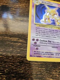 Pokemon TCG Alakazam Base Set Holo Card 1/102 Holo Rare, LP-MP Condition - Image 3