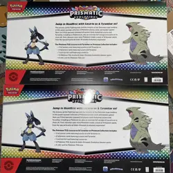 2x Pokemon Prismatic Evolutions Lucario EX and Tyranitar EX Premium Collection - Image 2