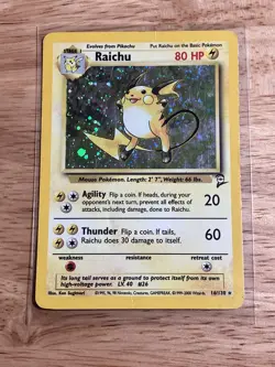 Raichu 016/130 Base Set 2 SWIRL Cosmos Holo - Pokemon TCG 2000 WOTC - Image 1